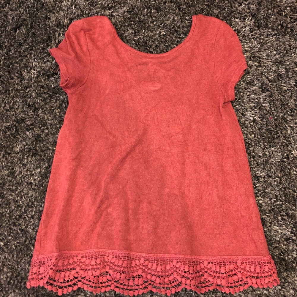 Coral color cute tee